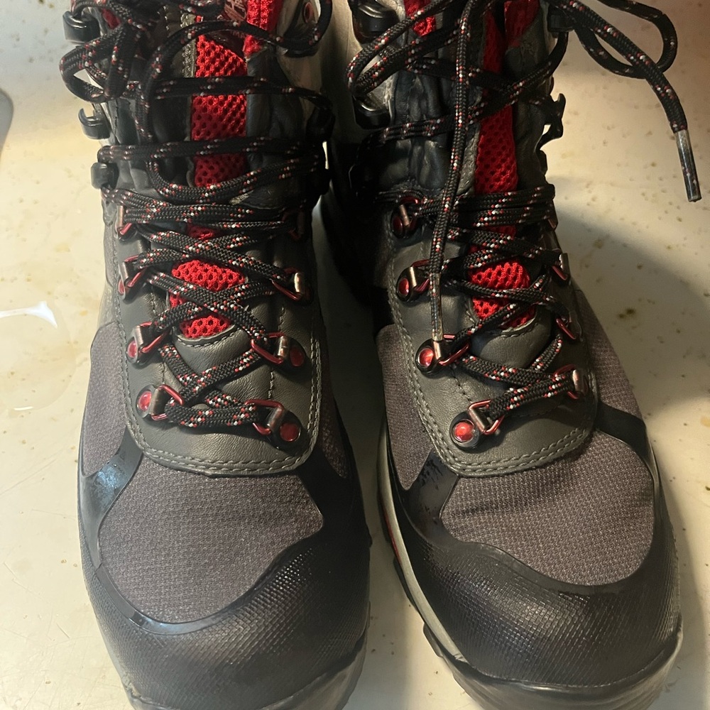 Women Black and Red Timberland Hiking Boots